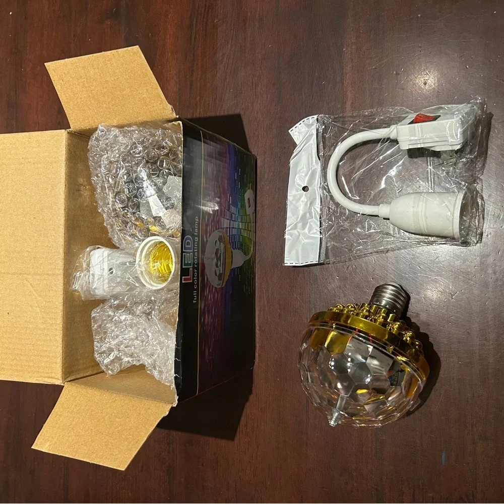 Colorful LED Disco Light Bulbs with Adapters
